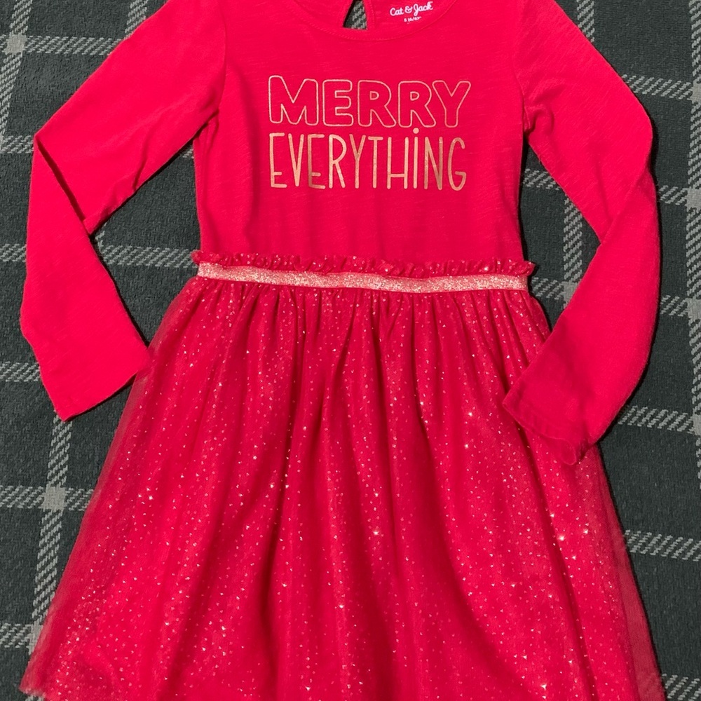 Cat & Jack Red Merry Everything Kids Dress